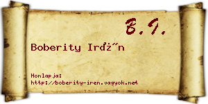 Boberity Irén névjegykártya
